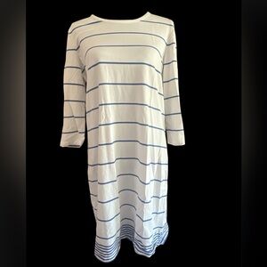 Nautica White and Cream Raglan 3/4 Sleeve Dress